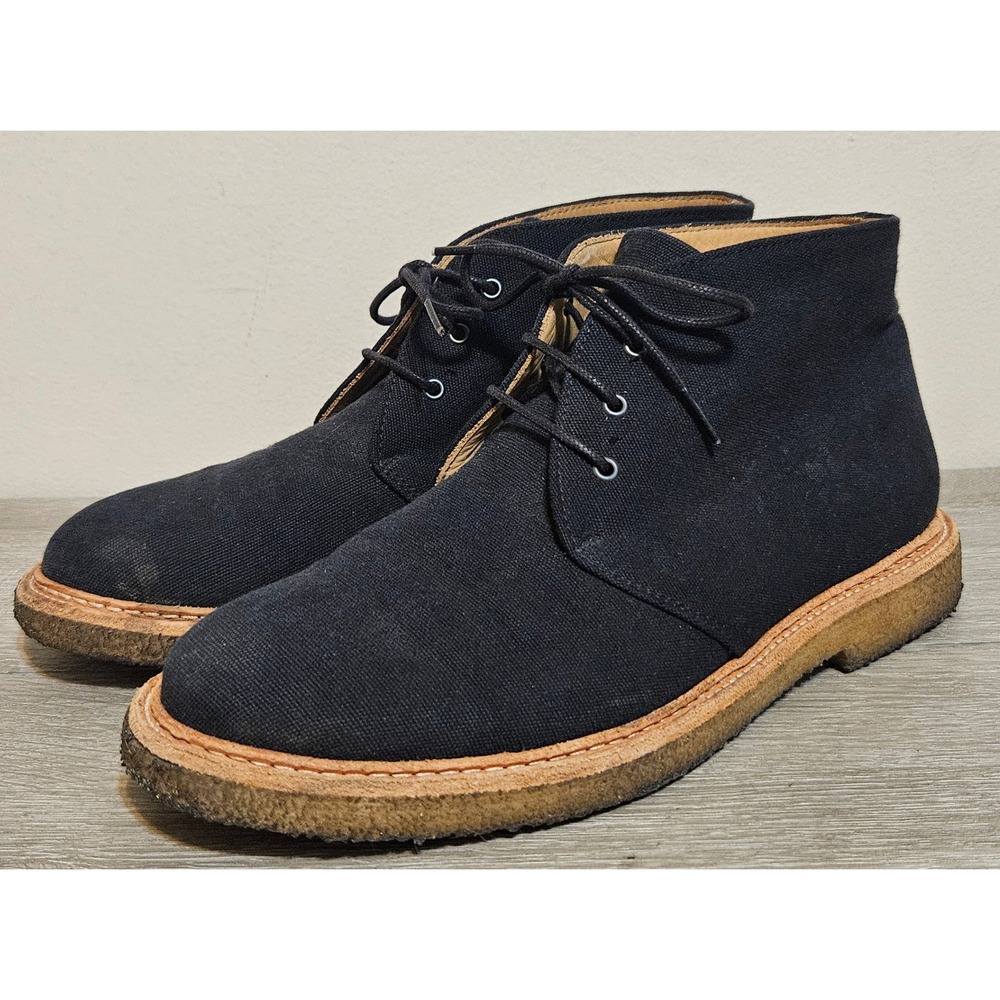A.P.C. Men's‎ Size 8 US Madame Paris Chukka Boots Canvas Lace Up Dark Navy Blue